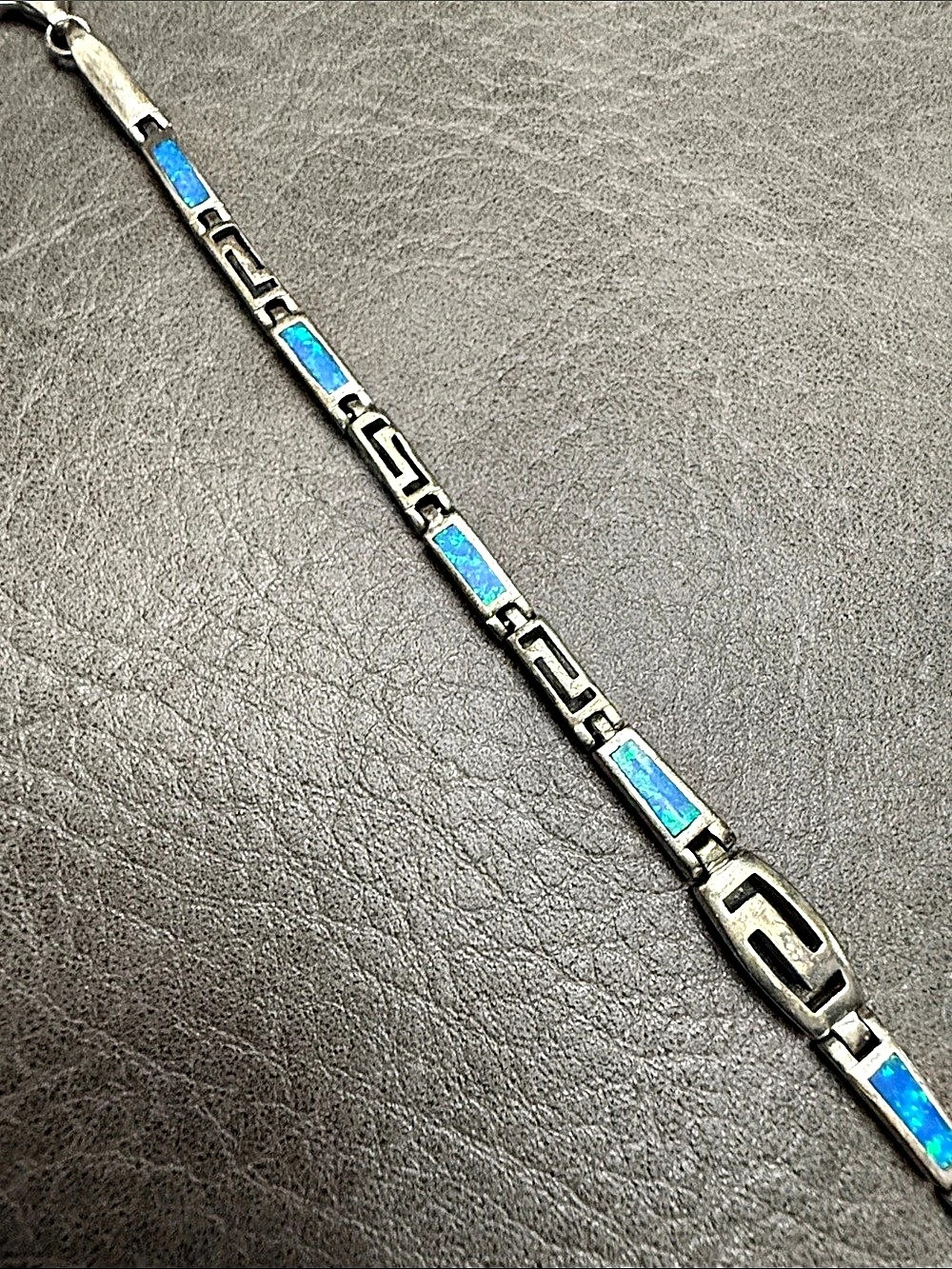 926 Sterling Silver and Blue Turquoise Inlay Bracelet